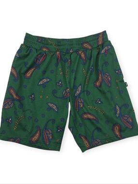 Vintage Stüssy Mesh Paisley Shorts Unisex Size Small Green Multicolor EUC